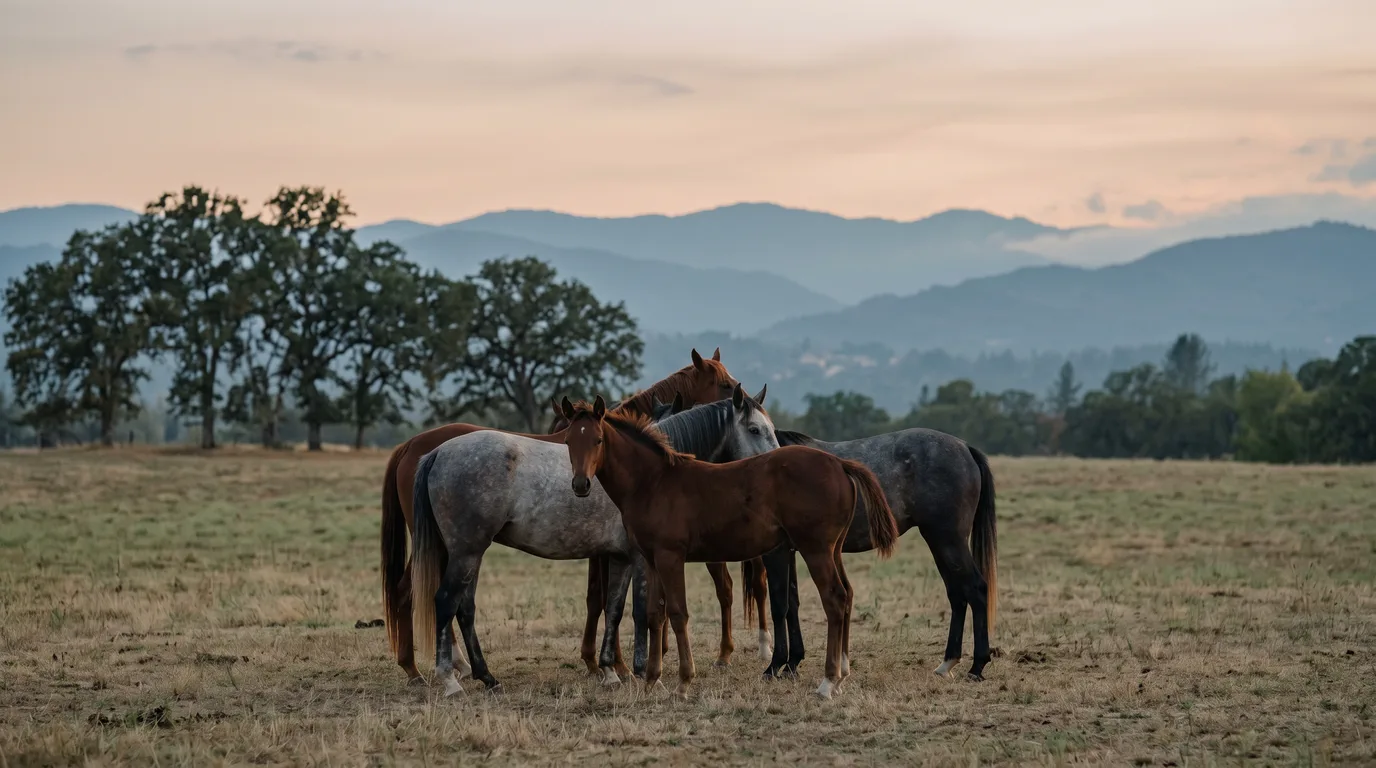 Chevaux en liberté, Gold Ranch, Ain